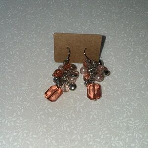 Chic Silver‎ and Pink Cluster Earrings